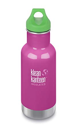 Klean Kanteen 12oz Kid Kanteen Classic Stainless Steel Water Bottle with Klean Coat, Double Wall Vacuum Insulated and Leak Proof Loop Cap (NEW 2018)