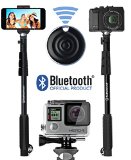 Professional 10-in-1 Universal Selfie Stick Monopod Kit - Works With Everything - iPhone Android Samsung Galaxy Note GoPro Cameras - Bluetooth Remote Control Shutter and Go Pro Mount  Screw Included
