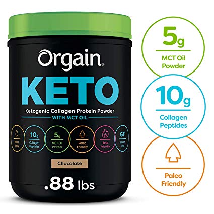 Orgain Keto Collagen Protein Powder with MCT Oil, Chocolate - Paleo Friendly, Grass Fed Hydrolyzed Collagen Peptides Type I and III, Dairy Free, Lactose Free, Gluten Free, Soy Free, 0.88 Pound