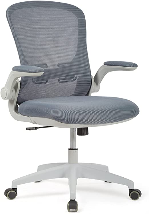 IntimaTe WM Heart Office Mesh Chair High-Back Chair, Padded Desk Chair with Foldable Arms & Head Support