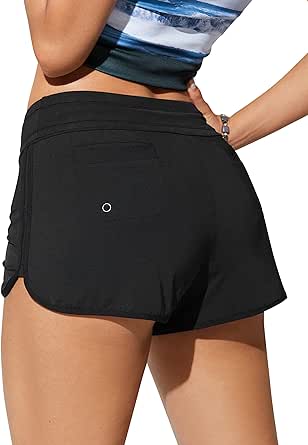 CRZ YOGA Womens Swim Shorts 3'' - High Waisted Quick Dry Beach Board Shorts Swimwear Bottoms Bathing Shorts with Liner