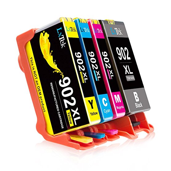 LxTeK HP 902XL Remanufactured Replacement for HP 902 902 XL High Yield Ink Cartridge (1 Black|1 Cyan|1 Magenta|1 Yellow) 4P, for HP OfficeJet Pro 6968 HP OfficeJet Pro 6978 6975 6954 6970 6951 Printer