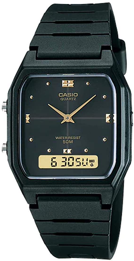 Casio AW48HE-1AV Men's Black Resin Band Analog Digital Dual Time Zone Watch