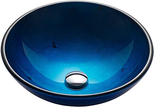 Kraus GV-204 Irruption Blue Glass Vessel Bathroom Sink