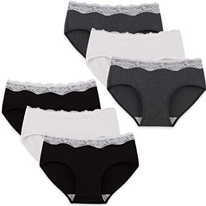 INNERSY Womens Lace Underwear Cotton Hipster Panties Regular & Plus Size 6-Pack