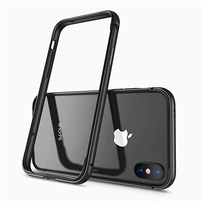 iPhone Xs Max Bumper Case, IFCASE Slim Aluminum Metal Bumper (No Signal Reduce) TPU Inner Shock Absorbing Case for iPhone Xs Max (6.5') Black