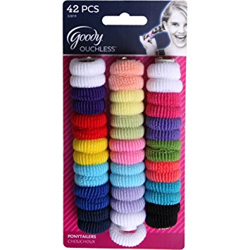 Goody Girls Ouchless Ponytailer Hair Ties, Tiny Terry, 42 count, Assorted Colors