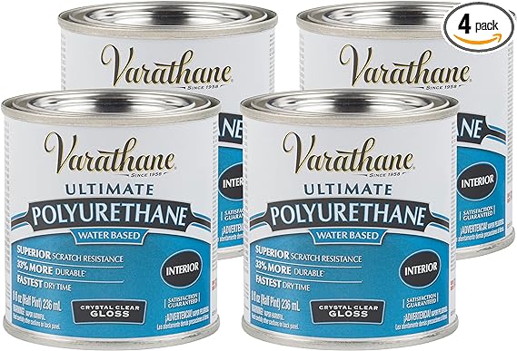 Varathane Rust-Oleum Varathane 200061H-4PK Water-Based Ultimate Polyurethane, Half Pint, Gloss Finish, 4 Pack