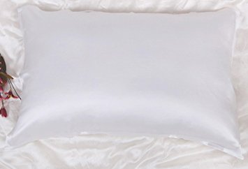 Luxury 100% Mulberry Silk Pillowcase 22 Momme Charmeuse Pillow Cover 600 TC Standard/Queen/King (King, White)
