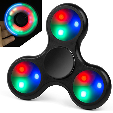 Fidget Spinner Toy Lynec Fidget Spinne LED Glowing Hand Tri-Spinner Perfect For ADD, ADHD, Anxiety, and Stress Relief