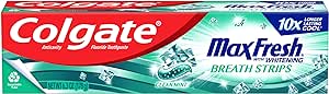 Colgate Max Fresh with Whitening Toothpaste with Mini Breath Strips, Clean Mint Toothpaste for Bad Breath, 6.3 Oz Tube