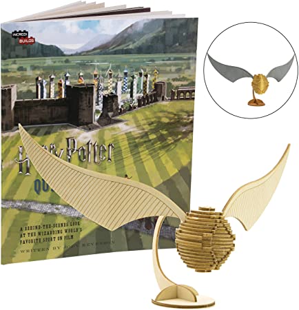 Harry Potter Golden Snitch Book and 3D Wood Model Figure Kit - Build, Paint and Collect Your Own Wooden Toy Model - Kids and Adults, 8  - 8"