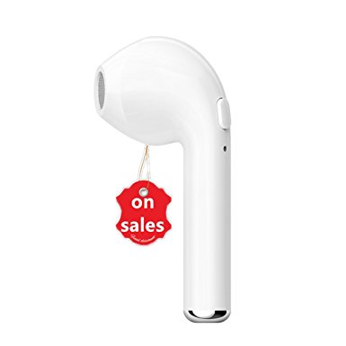 Mini Bluetooth Earpiece - In Ear Earbud Headphones Headset Bluetooth 4.1 Mini Wireless Earphones Stereo Magnetic Earbuds, Handsfree with Mic, Noise Cancellation for Samsung, iPhone,HTC ,Sony and Android Devices - White (Single Left Ear)