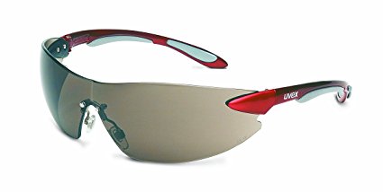 Honeywell Ignite Red Metallic Frameless Anti-Fog Tinted Safety Glasses, Gray Lens (RWS-51038)