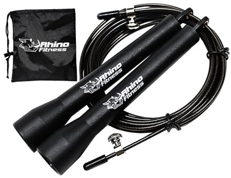 Crossfit Jump Rope - Super Fast Fully Adjustable 10ft Long Jump Rope w/ Lightweight Ball Bearing Handles BONUS e-Book and Travel Pouch