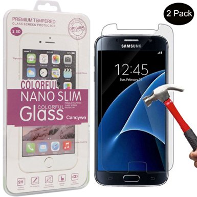[2 Pack]Galaxy S7 Edge Screen Protector,Candywe Protector with Tempered Glass Screen Protector for Samsung Galaxy S7 Edge