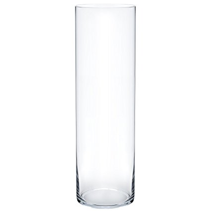 Flower Glass Vase Decorative Centerpiece For Home or Wedding by Royal Imports - Cylinder Shape, 16" Tall, 4" Opening, Clear