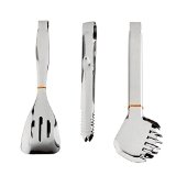 Joy Looker 3 - Piece Premium Kitchen Tong Set-10 Meat Tongs  95 Salad Tongs  95 Ice Tongs - Stainless Steel Food Tongs Barbecue Tongs