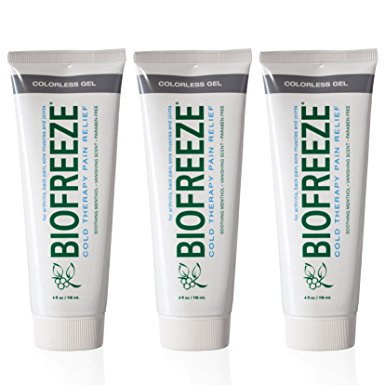 Biofreeze Pain Relief Gel for Arthritis, Pack of 3 Tubes, 4 oz. Cold Topical Analgesic, Fast Acting Cooling Pain Reliever for Muscle, Joint, & Back Pain, Works Similar to Pain Relief Cream, Colorless