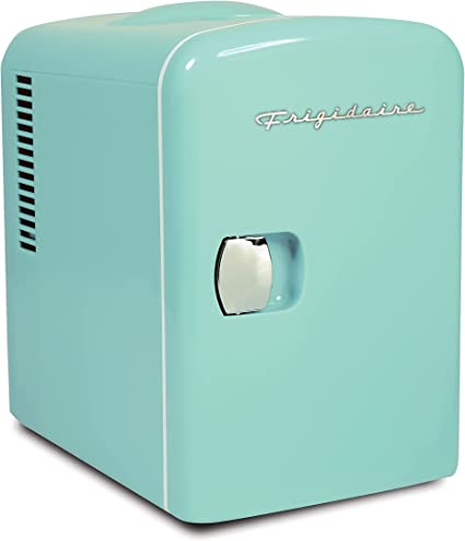 Frigidaire Mini Portable Compact Personal Fridge Cooler, 4 Liter Capacity Chills Six 12 oz Cans, 100% Freon-Free & Eco Friendly, Includes Plugs for Home Outlet & 12V Car Charger - Mint