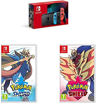 Nintendo Switch (Neon Red/Neon blue)   Pokemon Sword & Shield