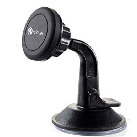 Car Mount iClever Magnet Phone Holder Universal Windshield Dashboard Car Cradle for iPhone 6S 6 Plus 5S 5 Galaxy S6 Edge S5 Note 5 4 3 and More Black