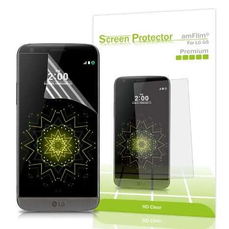 LG G5 Screen Protector, amFilm® Premium HD Clear (Invisible) Screen Protector for LG G5, LGG5 2016 (3-Pack) [Lifetime Warranty]