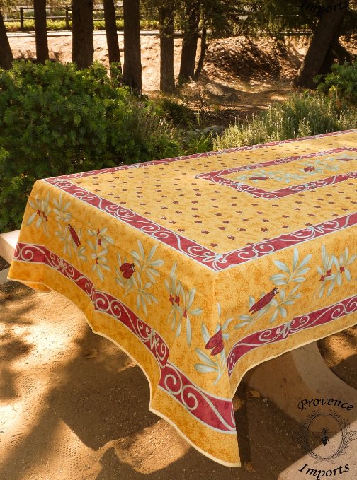 Cicada Yellow Rectangular French Provencal Polyester Tablecloth 59x94"