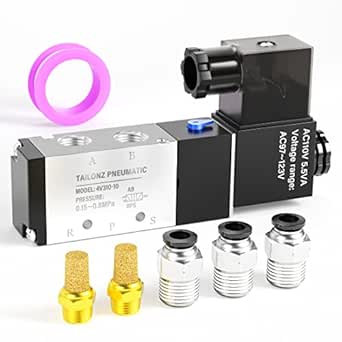 TAILONZ PNEUMATIC 3/8"NPT Solenoid Valve 4V310-10 AC110V Single Coil Pilot-Operated Electric 2 Position 5 Way Connection Type Junction Box