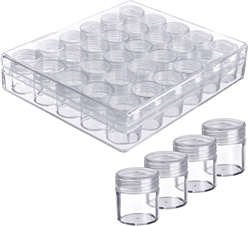 Kurtzy Clear Plastic beads organizer (30 Pcs) - 8ml Plastic Storage Container jar with Removable Pot Style Dividers, Top Lids for Beads, Nail Art, Glitter, Make Up, Cosmetics ,Travel Cream and Jewelry Beads Pills Storage