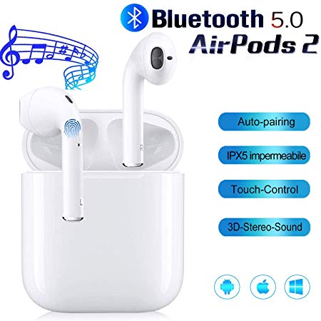 Wireless Earbuds,IPX5 Waterproof Bluetooth Earbuds Stereo Sports Earphone, Bluetooth 5.0 in-Ear Earbuds with 650mAh True Wireless Bluetooth Headphone 24H Playtime,for iOS iPhone Airpods Airpod/Android