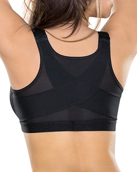 Leonisa Back Support Posture Corrector Wireless Bra Adjustable Front Closure