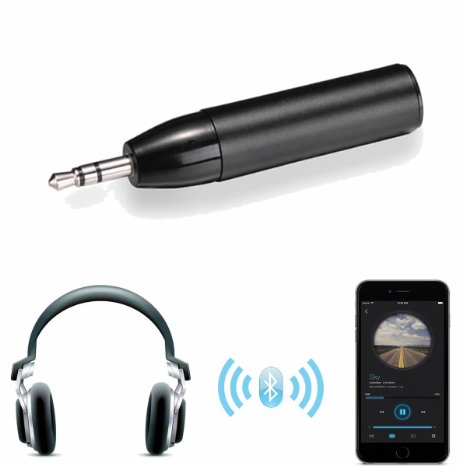 LANMU Black Audio Aux 3.5mm Bullet Bluetooth V4.1 Wireless Receiver Adapter for Sony Headphones&Car Kits
