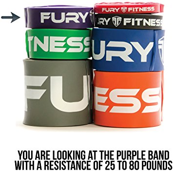 Fury Fitness Loop Pull Up Bands, 25-80lbs (Purple)