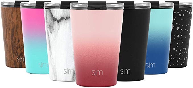 Simple Modern 12oz Classic Tumbler Travel Mug with Clear Flip Lid & Straw - Coffee Vacuum Insulated Gift for Men and Women Beer Pint Cup - 18/8 Stainless Steel Water Bottle Ombre: Wildberry