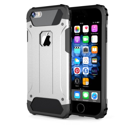 Vomercy Cover for iPhone 6 iPhone 6s Shock Absorbing Defender Dual Layer Case Tough Armor Case for iPhone 4.7" Light Gray and Black