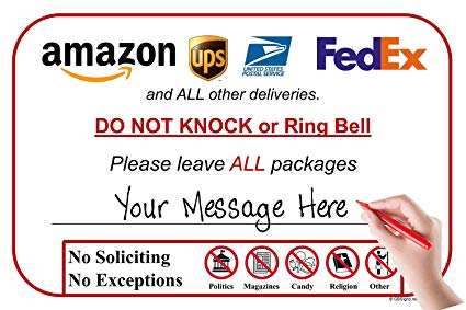 Leave Package Sign - Do Not Knock or Ring Bell (Do Not Knock Blank for Writing)