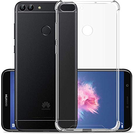 Hually Case for Huawei P Smart, Crystal Clear TPU Gel Silicone Bumper Shockproof Protective Fiber Design Phone Protector Cover for HUAWEI P Smart 2018