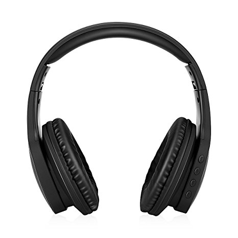 Excelvan Bluetooth Headphones Wireless Over Ear Foldable Noise Isolating Headphones Portable Headset for Men Women, with TF Port, FM, Mic and Volume Control for iphone ipad Tablet Smartphone (Black)