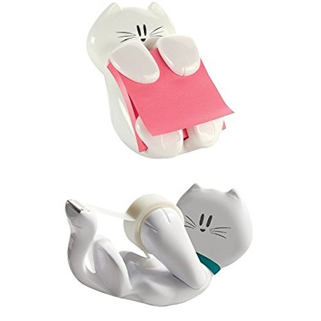 Cat Pack Post-it Cat Figure Pop-up Note Dispenser and Scotch Kitty Dispenser with Scotch Magic Tape