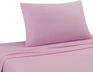 DELANNA Jersey Knit Sheet Set Soft, Breathable, Cotton Rich T-Shirt Weave (PINK, TWIN XL)