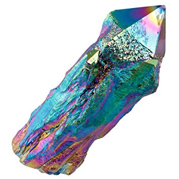 rockcloud Natural Titanium Coated Rainbow Flame Aura Raw Crystal Quartz Point Cluster Geode Druzy Gemstone Specimen Bar Shape