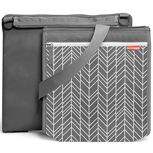 Skip Hop Baby Infant & Toddler Central Park Waterproof Convertible Outdoor Blanket & Detachable Cooler Bag, Grey Feather