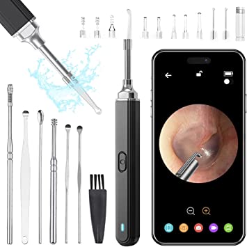 slaixiu Ear Wax Removal Camera, Ear Camera And Wax Remover Endoscope Waterproof 6 LED Lights Suitable for iPhone/Android, Ear Cleaning Camera Suitable For Adults, Children, Pets