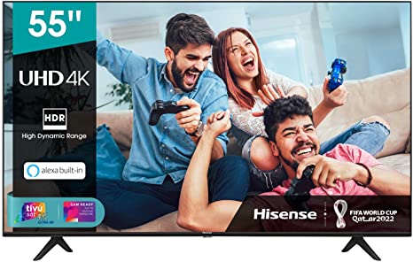 Hisense 55AE7000F - Smart TV LED Ultra HD 4K, HDR 10 , Dolby DTS, con Alexa integrata, Tuner DVB-T2/S2 HEVC Main10, Nero, 55"/139 cm [Esclusiva Amazon - 2020]