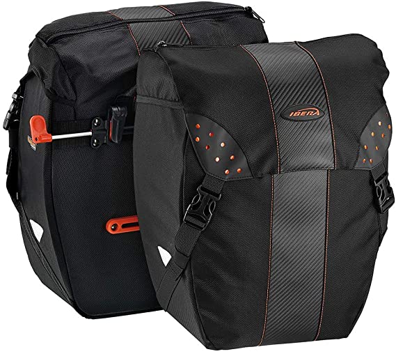 Ibera Bicycle PakRak Clip-On Quick-Release Pannier All Weather with Rain Cover