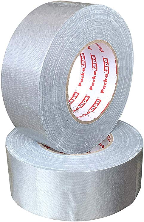 Packatape Silver Duct Cloth Tape 50mm x 50 Meters Super Sticky Extra Strong (2 Pack)
