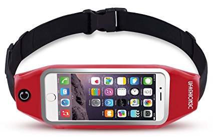 uFashion3C Running Belt Pouch for iPhone 7 6S 6 Plus, Samsung Galaxy S8 Plus,S7 Edge,Note 5,4,3, LG G6,G5,G4,G3 - Water Resistant Reflective Zipper Fanny Waist Pack for Workout & Fitness,Women & Men