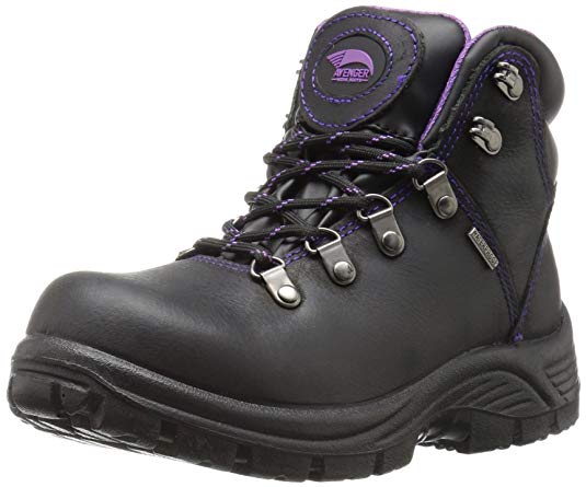 Avenger Safety Footwear Avenger 7124 Womens Waterproof Safety Toe EH SR Hiker Industrial & Construction Shoe, Black, 8.5 M US