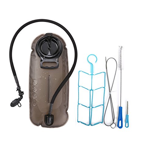 Water bladder, Hydration Water Reservoirs 2L and 3 L with Cleaning Kit-Large Opening- Insulated Tube- Shutoff Valve for Running Hiking Cycling.